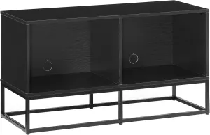 Crosley Furniture Enzo Medium Vinyl Record Storage TV Stand and Entertainment Center, Media Console, Black