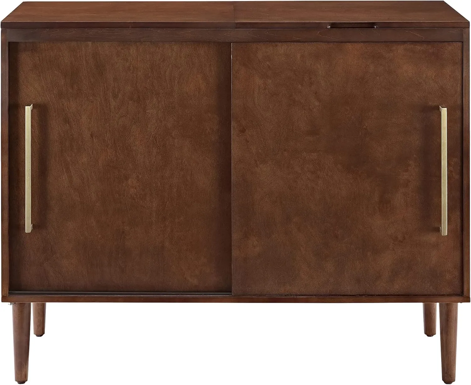 Crosley Furniture Everett Media Console and Record Player Stand with Storage for Vinyl Records, Mahogany