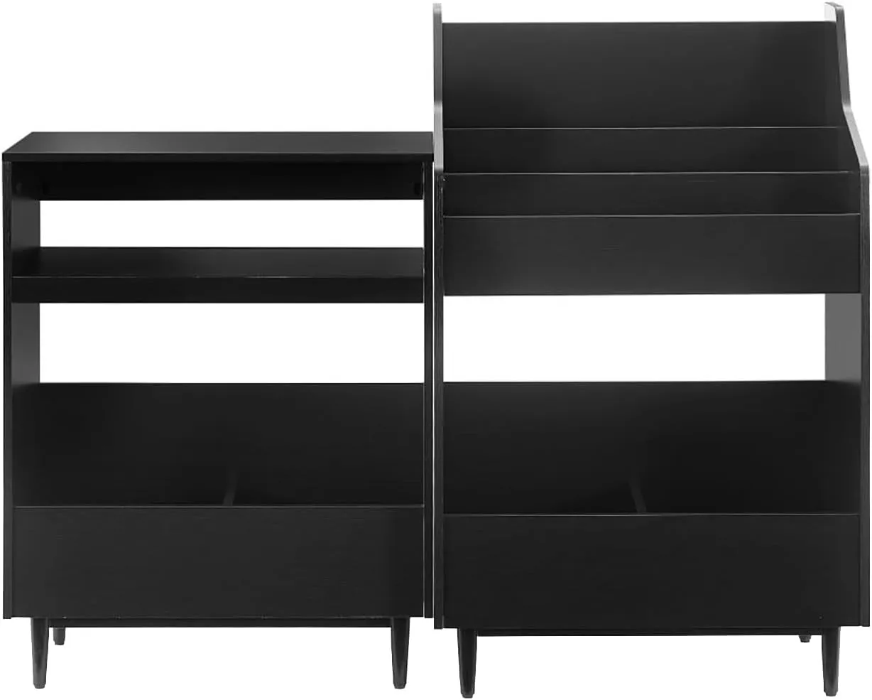 Crosley Furniture Liam 2-Piece Turntable Record Player Stand and Vinyl Storage, Mid Century Modern, Black