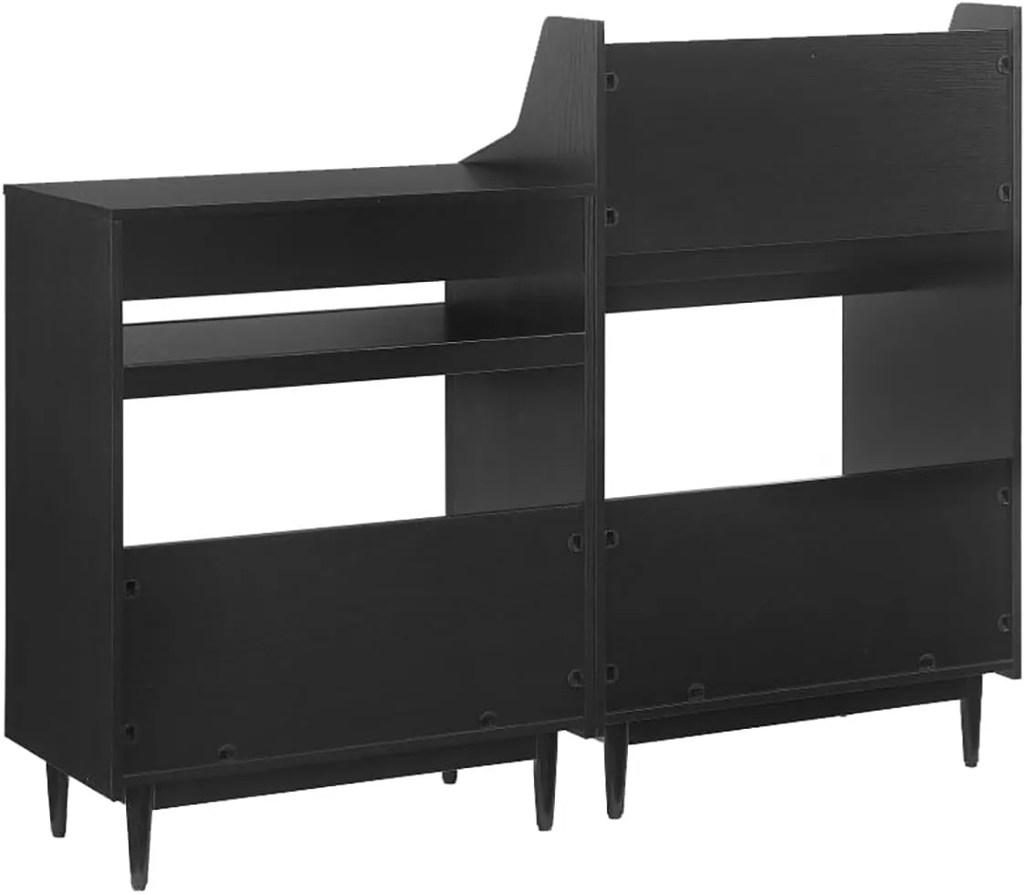 Crosley Furniture Liam 2-Piece Turntable Record Player Stand and Vinyl Storage, Mid Century Modern, Black