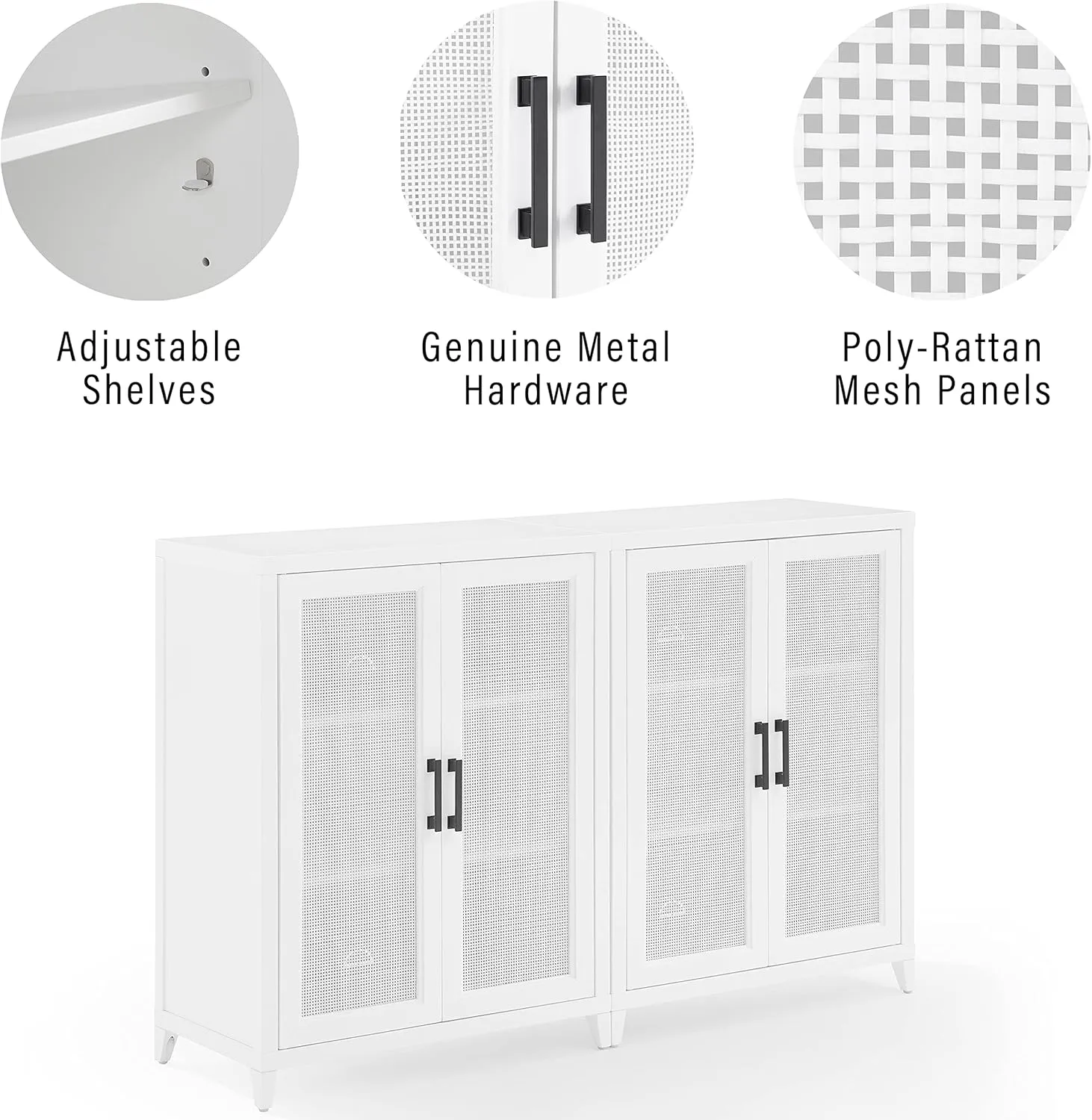 Crosley Furniture Milo 2-Piece Entertainment Center TV Stand, Media Console, Vinyl Record Storage, White