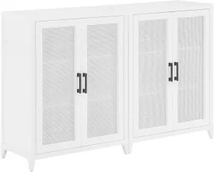 Crosley Furniture Milo 2-Piece Entertainment Center TV Stand, Media Console, Vinyl Record Storage, White