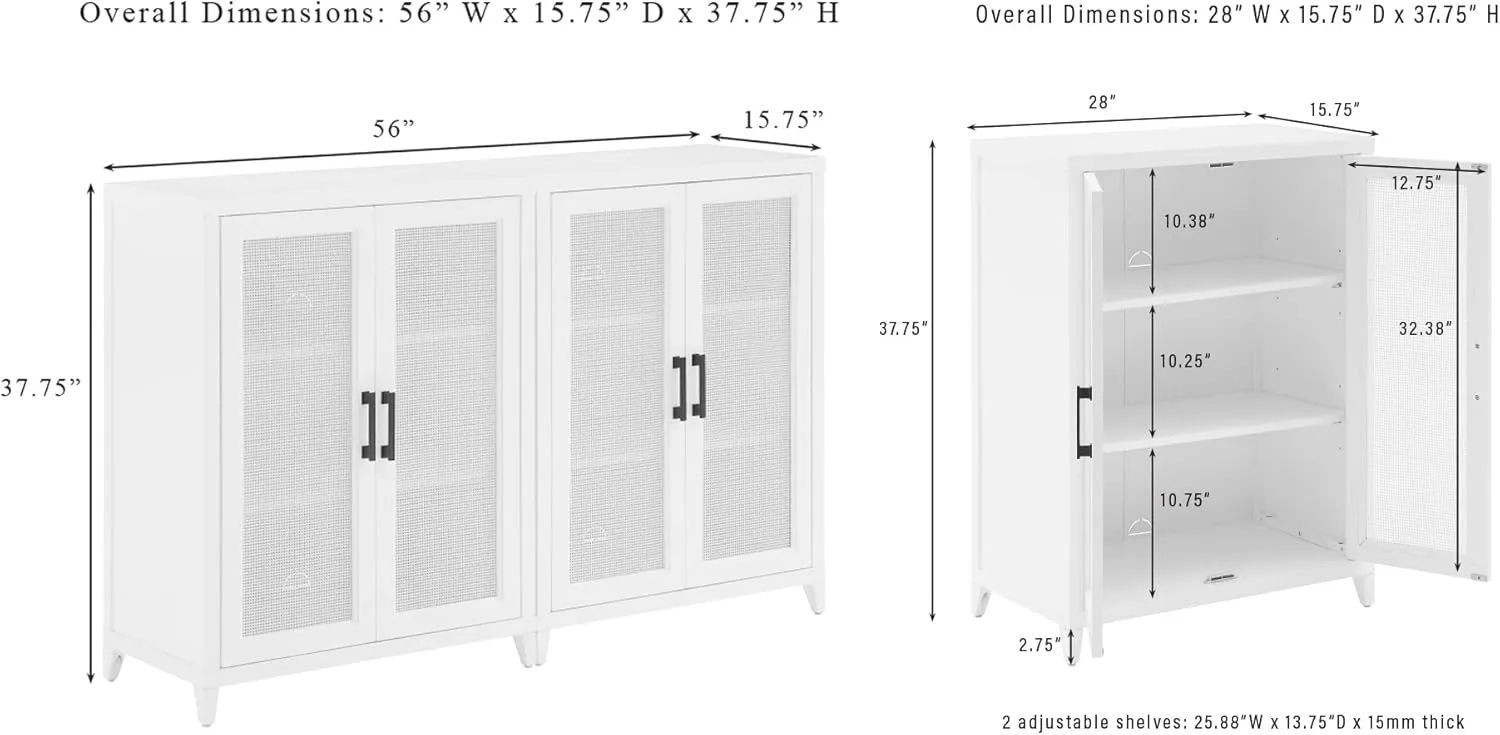 Crosley Furniture Milo 2-Piece Entertainment Center TV Stand, Media Console, Vinyl Record Storage, White