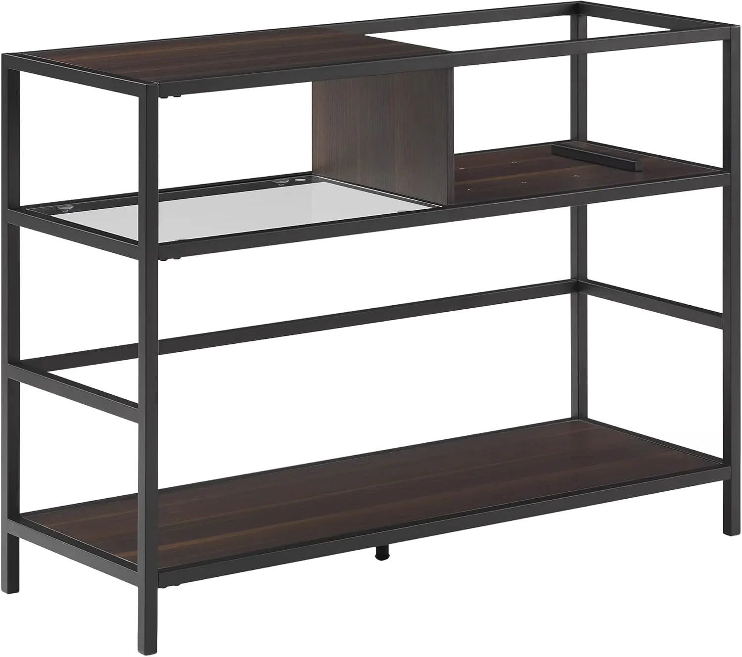 Crosley Furniture Provo Console Record Player Stand with Storage for Vinyl Records, Matte Black/Brown