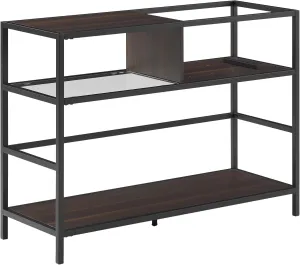 Crosley Furniture Provo Console Record Player Stand with Storage for Vinyl Records, Matte Black/Brown