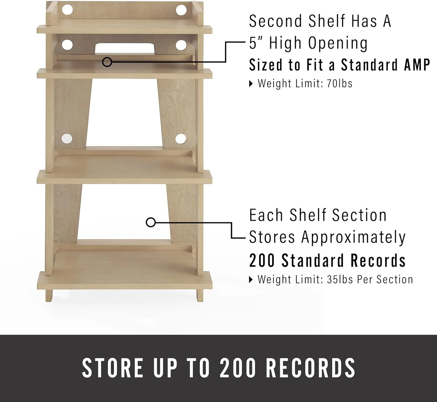Crosley Furniture Soho Record Player Stand, Media Console with Vinyl Storage, Modern Home Organizer, Natural