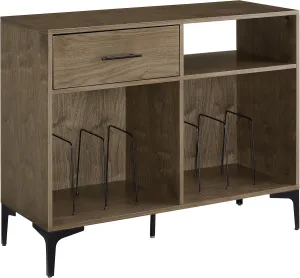 Crosley Furniture Sydney Media Console and Record Player Stand with Storage for Vinyl Records, Walnut