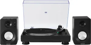 Crosley KT100BT-BK Belt-Drive Bluetooth Turntable Stereo System with Speakers, Black