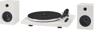 Crosley T150C-WH 2-Speed Bluetooth Turntable Record Player System with Weighted Tone Arm and Stereo Speakers, White