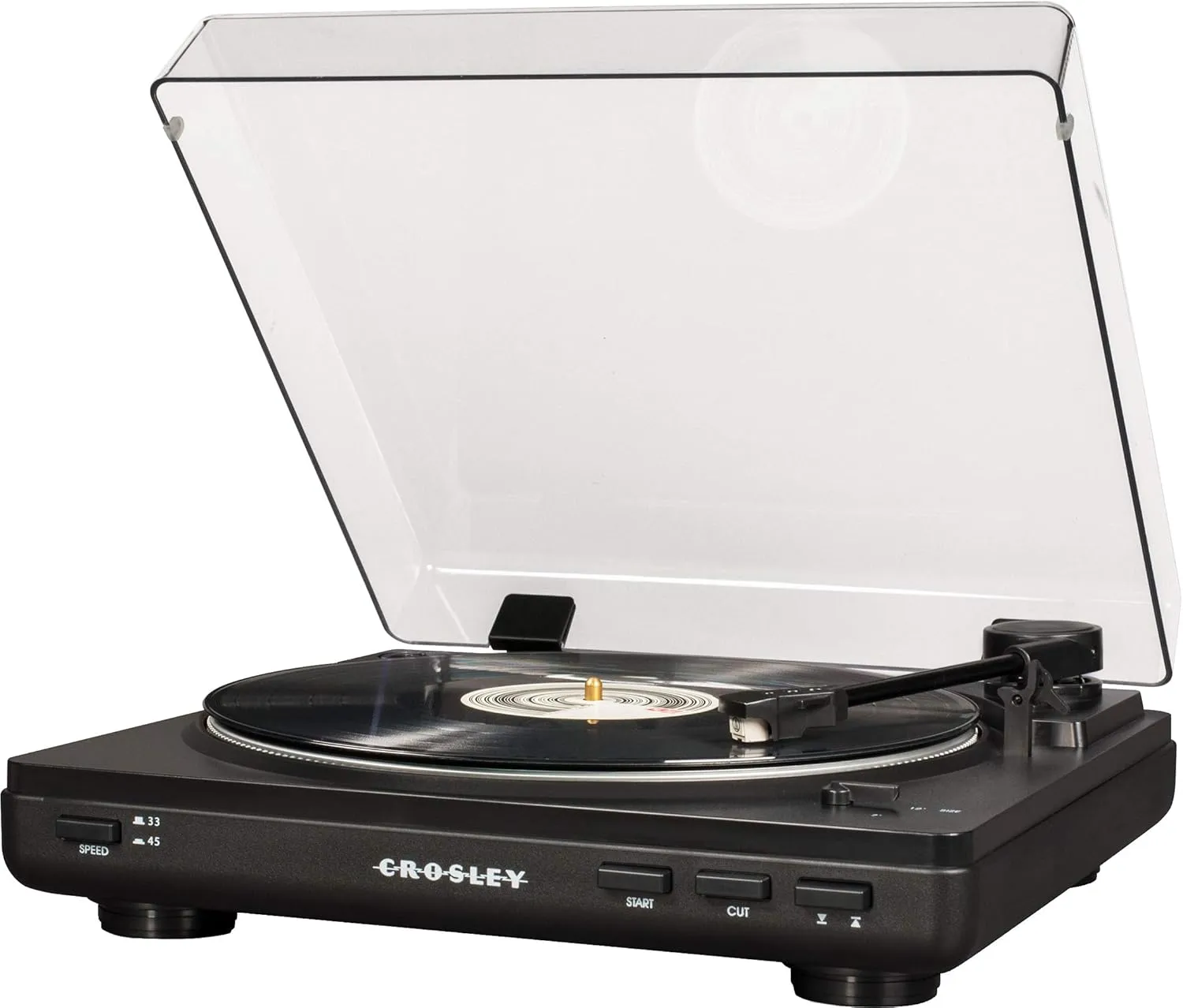 Crosley T400D-BK Fully Automatic Bluetooth 2-Speed Turntable Record Player with Built-in Preamp, Black
