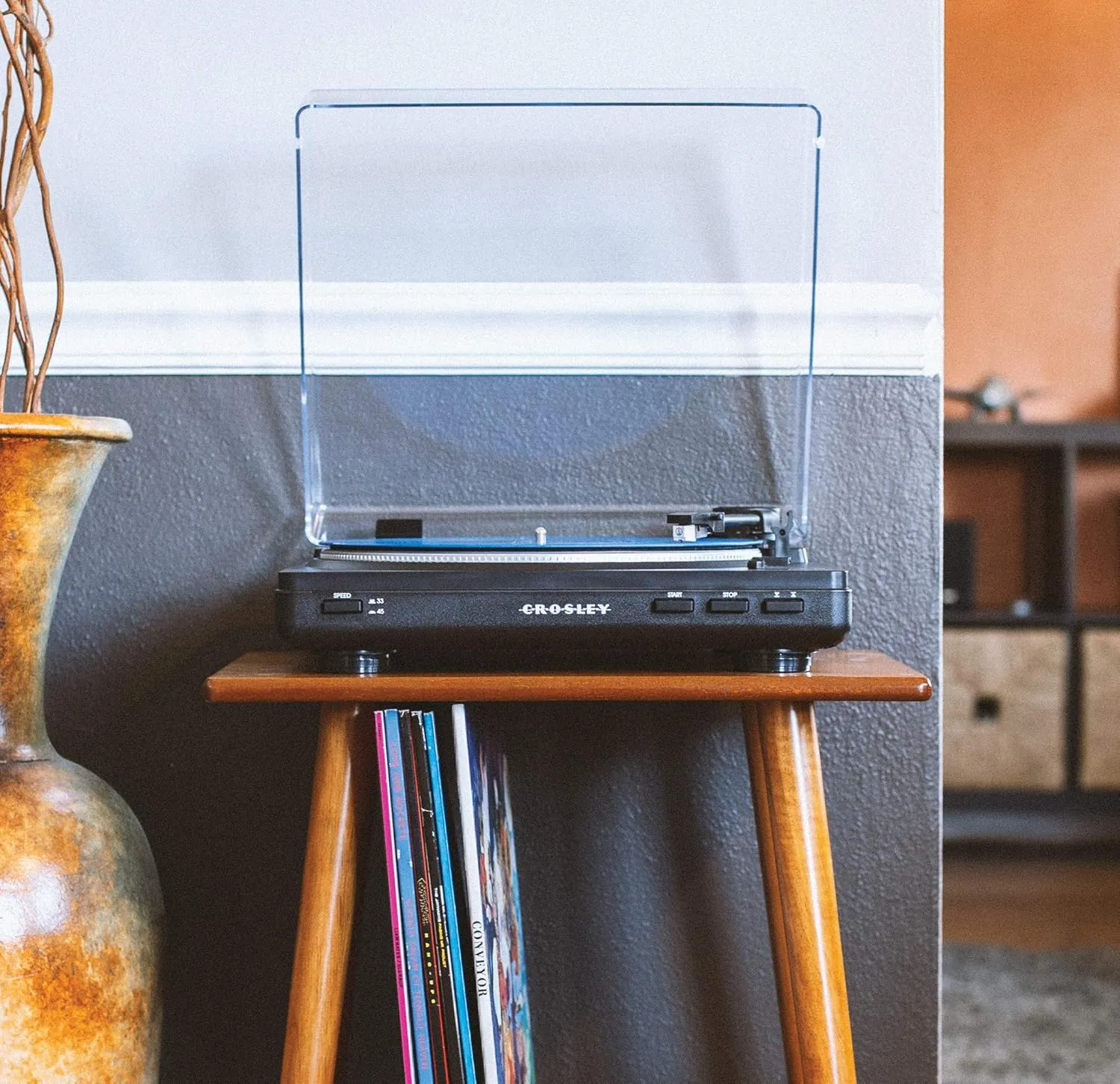 Crosley T400D-BK Fully Automatic Bluetooth 2-Speed Turntable Record Player with Built-in Preamp, Black