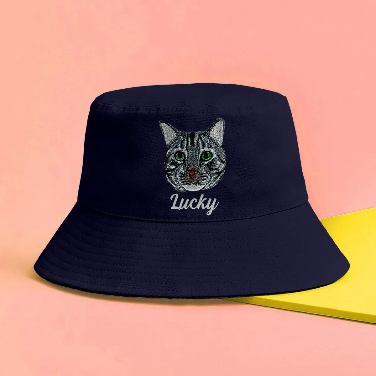 Custom 2D Photo - Personalized Cat Embroidered Bucket Hat