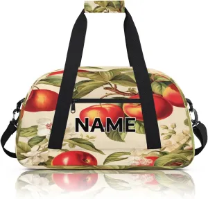 Custom Farm Apples Small Gym Bag 18 inch for Women Men Personalized Apples Carry On Overnight Weekender Bag for Travel Work Dance Sport