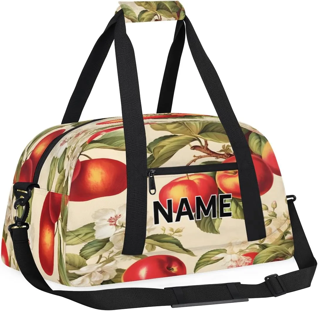 Custom Farm Apples Small Gym Bag 18 inch for Women Men Personalized Apples Carry On Overnight Weekender Bag for Travel Work Dance Sport