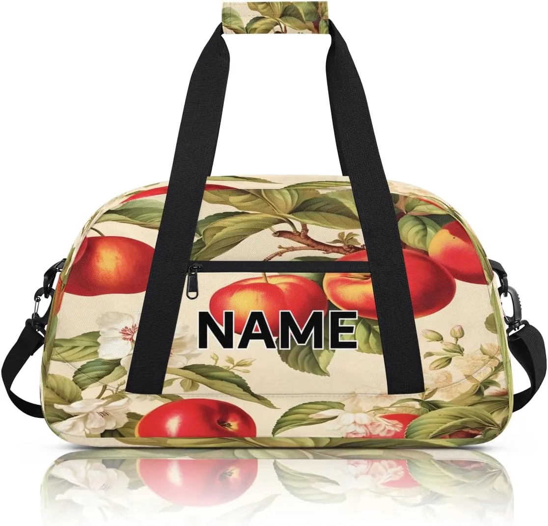 Custom Farm Apples Small Gym Bag 18 inch for Women Men Personalized Apples Carry On Overnight Weekender Bag for Travel Work Dance Sport