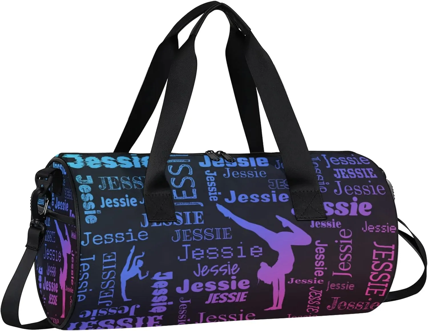 Custom Gymnastics Duffel Bag Personalized Sports Bag with Name Overnight Weekender Duffel Bag Customized Gym Sport Gifts for Women Men, Blue Pink