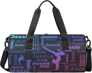 Custom Gymnastics Duffel Bag Personalized Sports Bag with Name Overnight Weekender Duffel Bag Customized Gym Sport Gifts for Women Men, Blue Pink