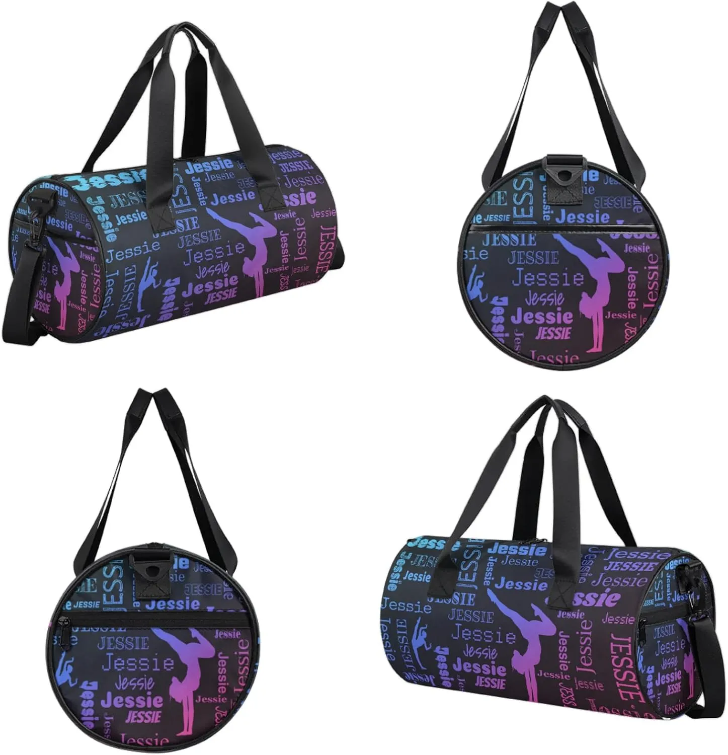Custom Gymnastics Duffel Bag Personalized Sports Bag with Name Overnight Weekender Duffel Bag Customized Gym Sport Gifts for Women Men, Blue Pink