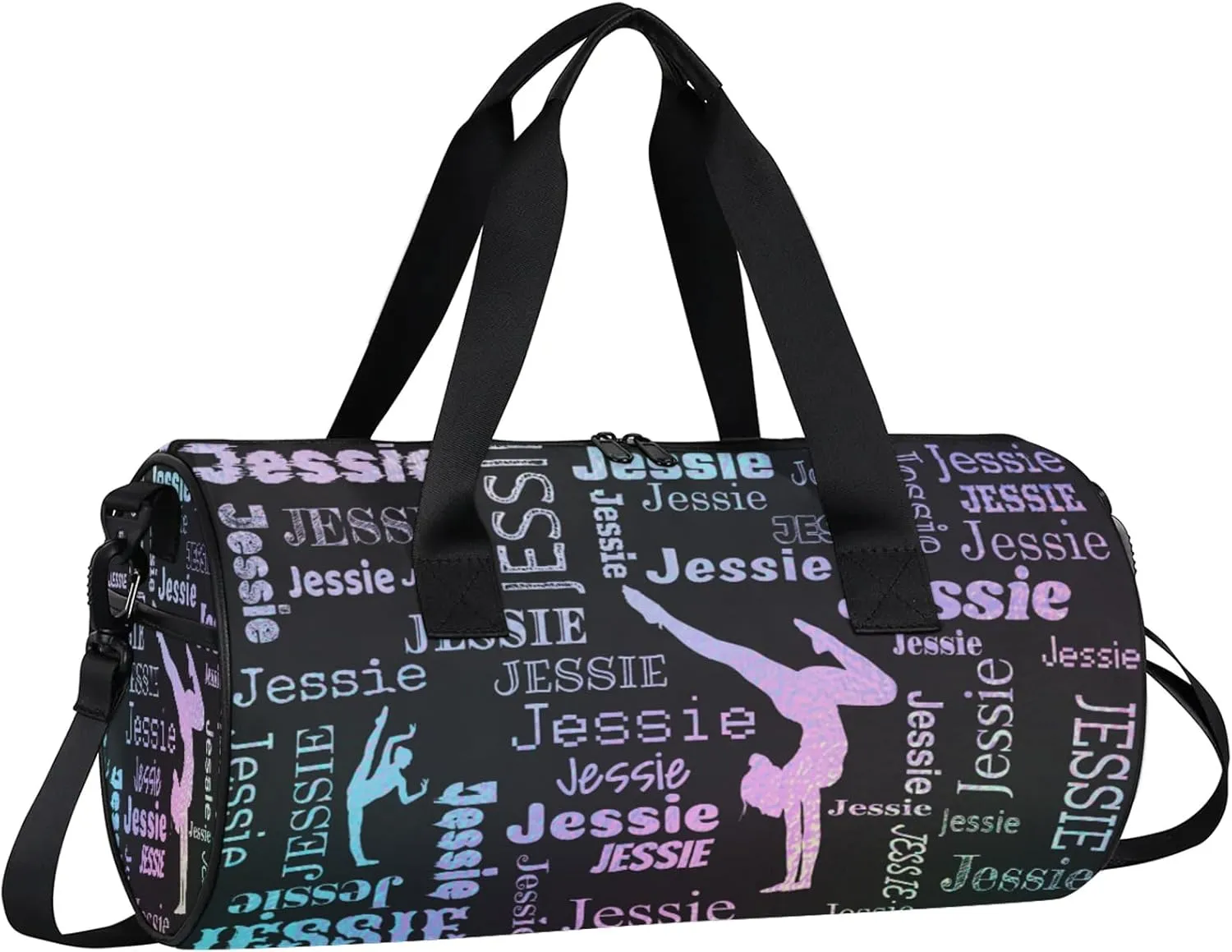 Custom Gymnastics Duffel Bag Personalized Sports Bag with Name Overnight Weekender Duffel Bag Customized Gym Sport Gifts for Women Men, Blue Purple