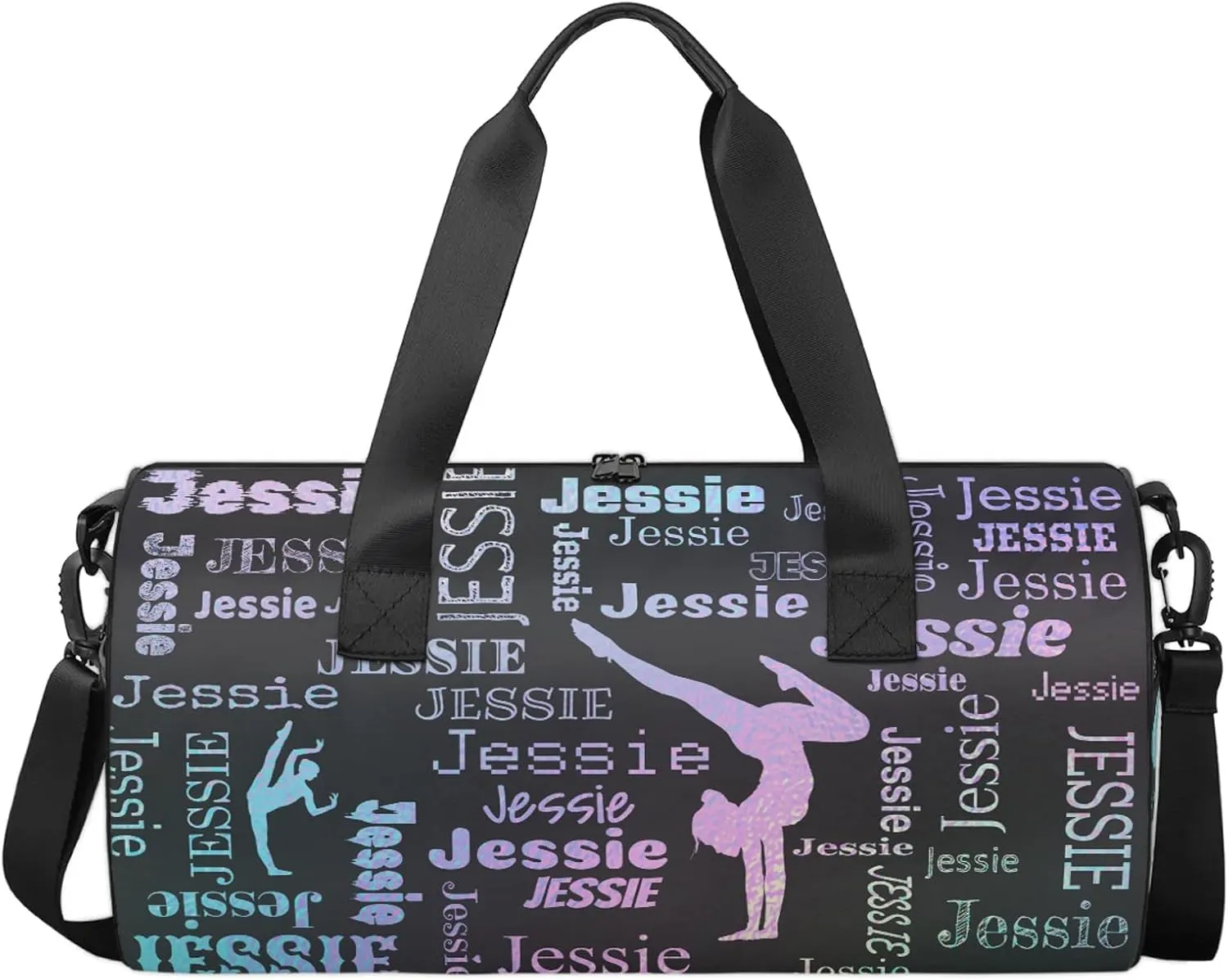 Custom Gymnastics Duffel Bag Personalized Sports Bag with Name Overnight Weekender Duffel Bag Customized Gym Sport Gifts for Women Men, Blue Purple