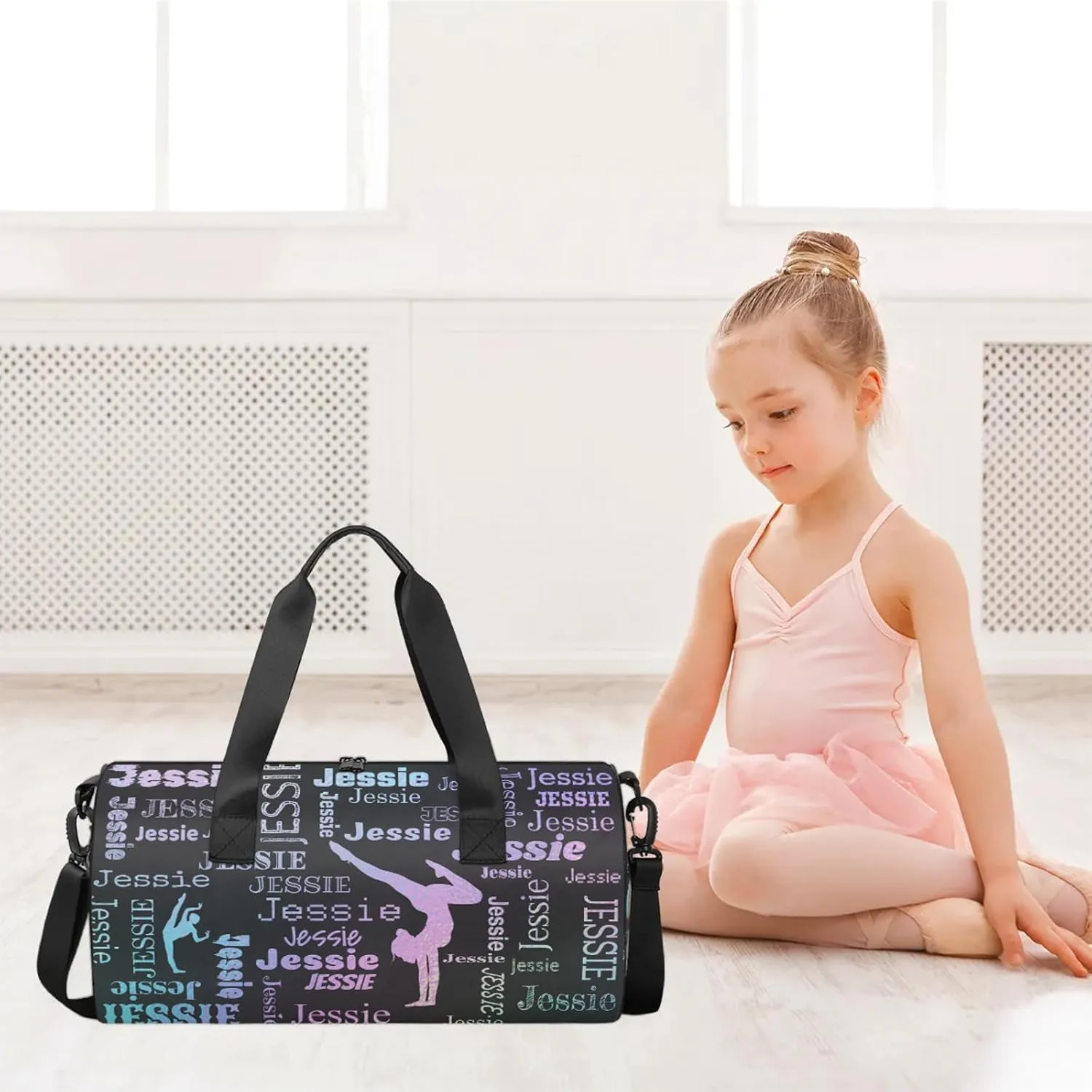 Custom Gymnastics Duffel Bag Personalized Sports Bag with Name Overnight Weekender Duffel Bag Customized Gym Sport Gifts for Women Men, Blue Purple