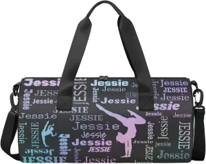 Custom Gymnastics Duffel Bag Personalized Sports Bag with Name Overnight Weekender Duffel Bag Customized Gym Sport Gifts for Women Men, Blue Purple