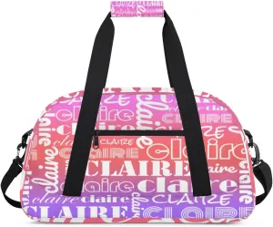 Custom Name Kids Gym Sport Bag for Boys Girls, Personalized Gymnastics Ballet Dance Bag Customized Small Duffel Travel Bag Teen Weekender Overnight Bag, Rainbow