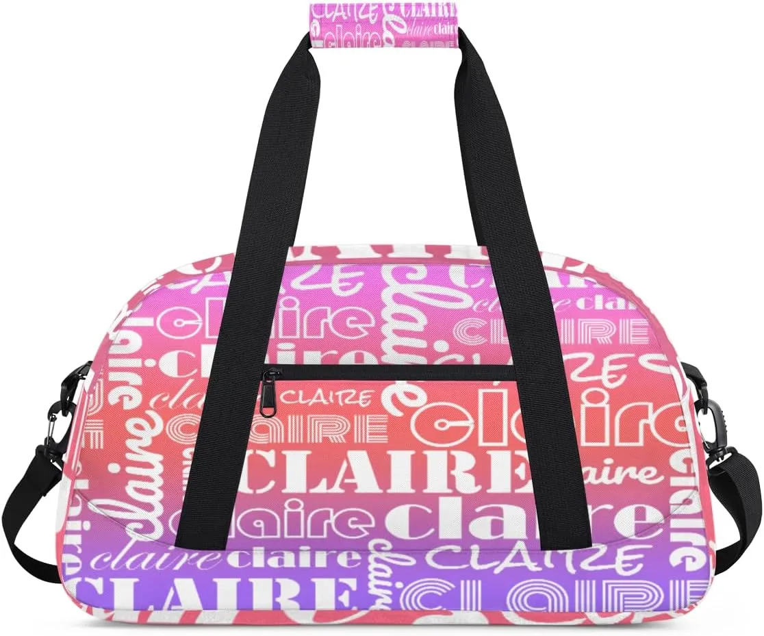 Custom Name Kids Gym Sport Bag for Boys Girls, Personalized Gymnastics Ballet Dance Bag Customized Small Duffel Travel Bag Teen Weekender Overnight Bag, Rainbow