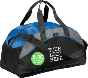 Custom Sport Duffel Bag for Men Women (Contrast Medium), 5 or 10 Pack - Add Your Logo - Personalized Weekender Bag for Gym