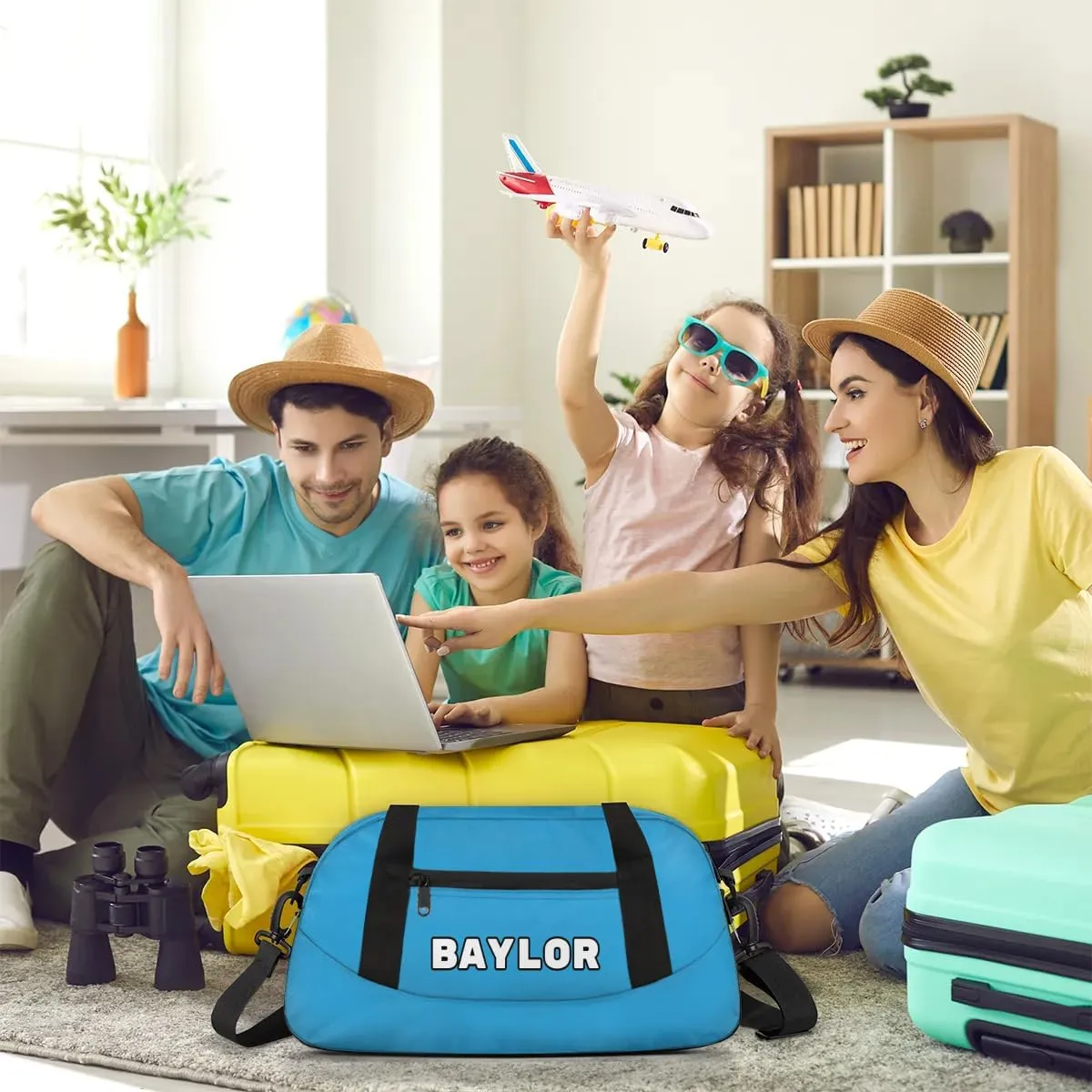 Custom Sport Gym Bag, Personalized Name Overnight Duffel Bag for Boys Girls Dance Weekender Bags Travel Tote Bag, Blue D