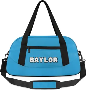 Custom Sport Gym Bag, Personalized Name Overnight Duffel Bag for Boys Girls Dance Weekender Bags Travel Tote Bag, Blue D
