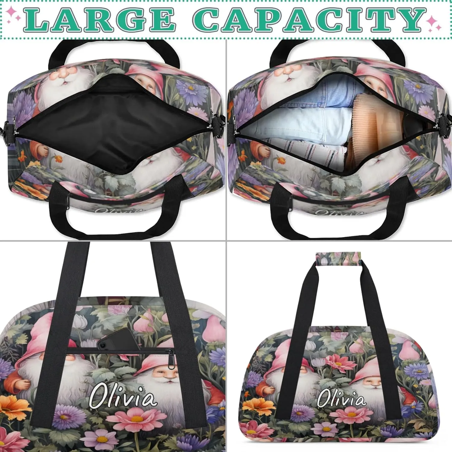 Custom Sports Gym Bag Personalized Name Travel Duffel Bag
