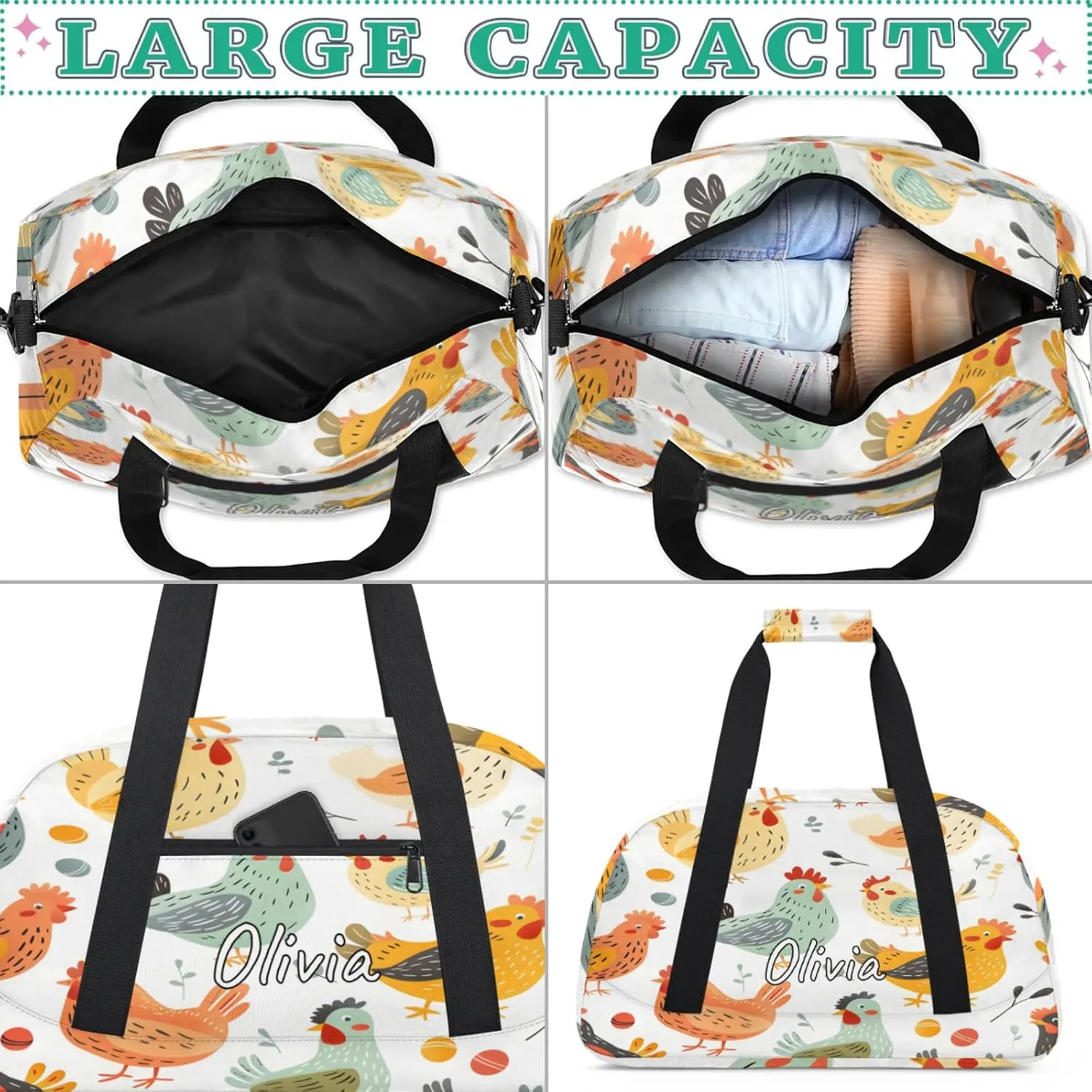 Custom Sports Gym Bag Personalized Name Travel Duffel Bag