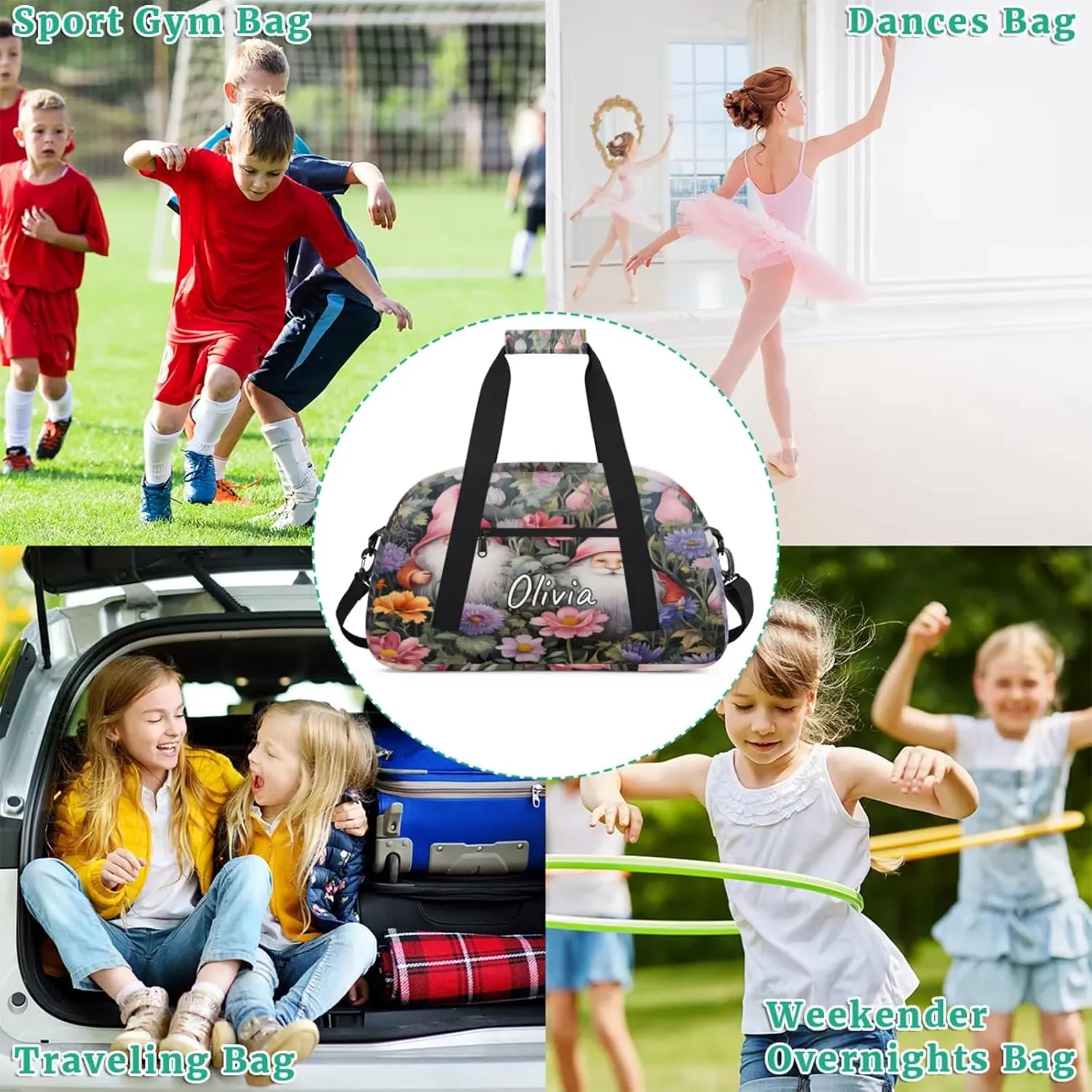Custom Sports Gym Bag Personalized Name Travel Duffel Bag