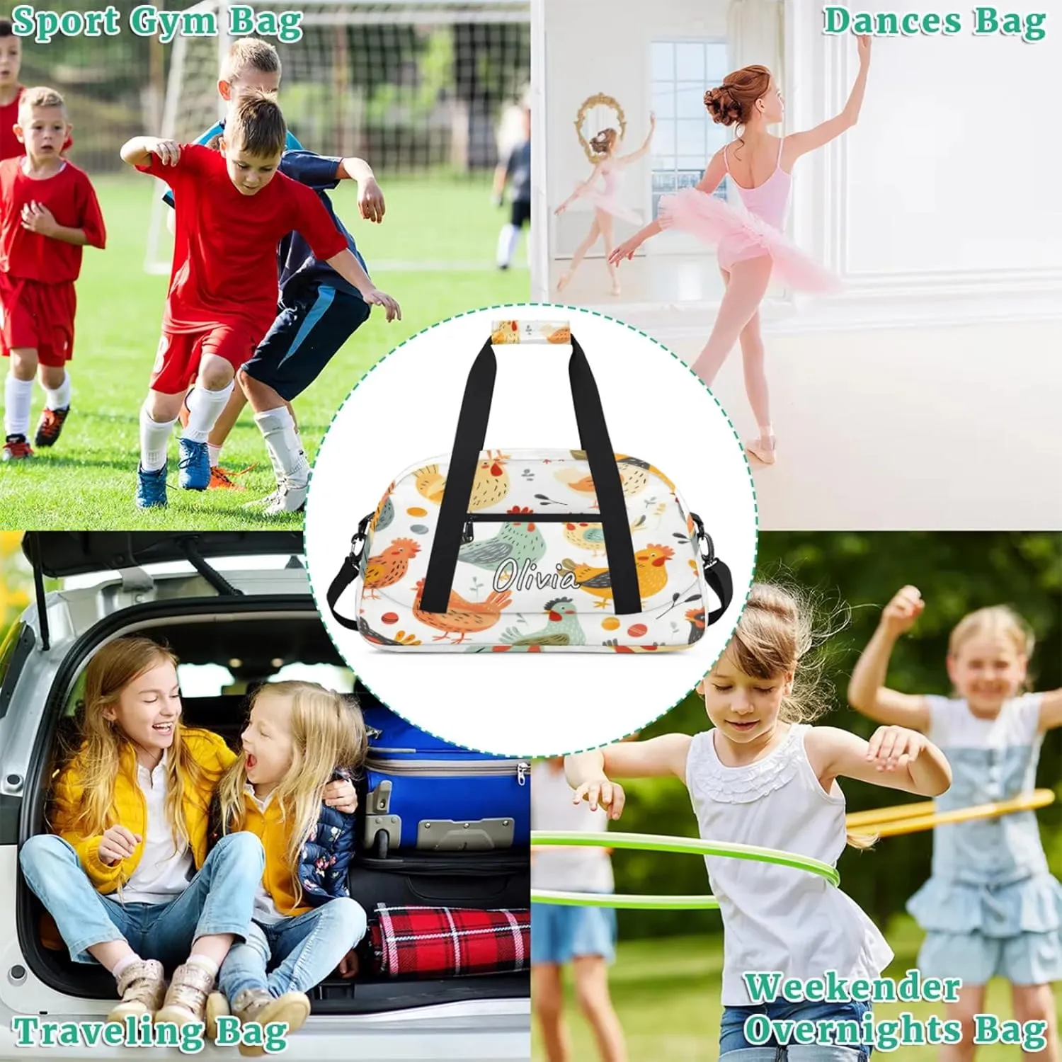 Custom Sports Gym Bag Personalized Name Travel Duffel Bag