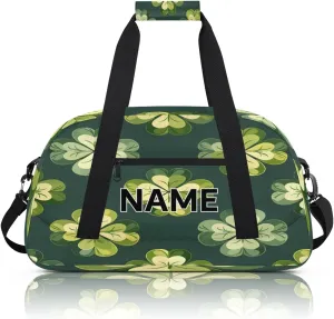 Custom St Patrick's Day Small Gym Bag 18 inch for Women Men Personalized Lucky Clover Carry On Overnight Weekender Bag for Travel Work Dance Sport