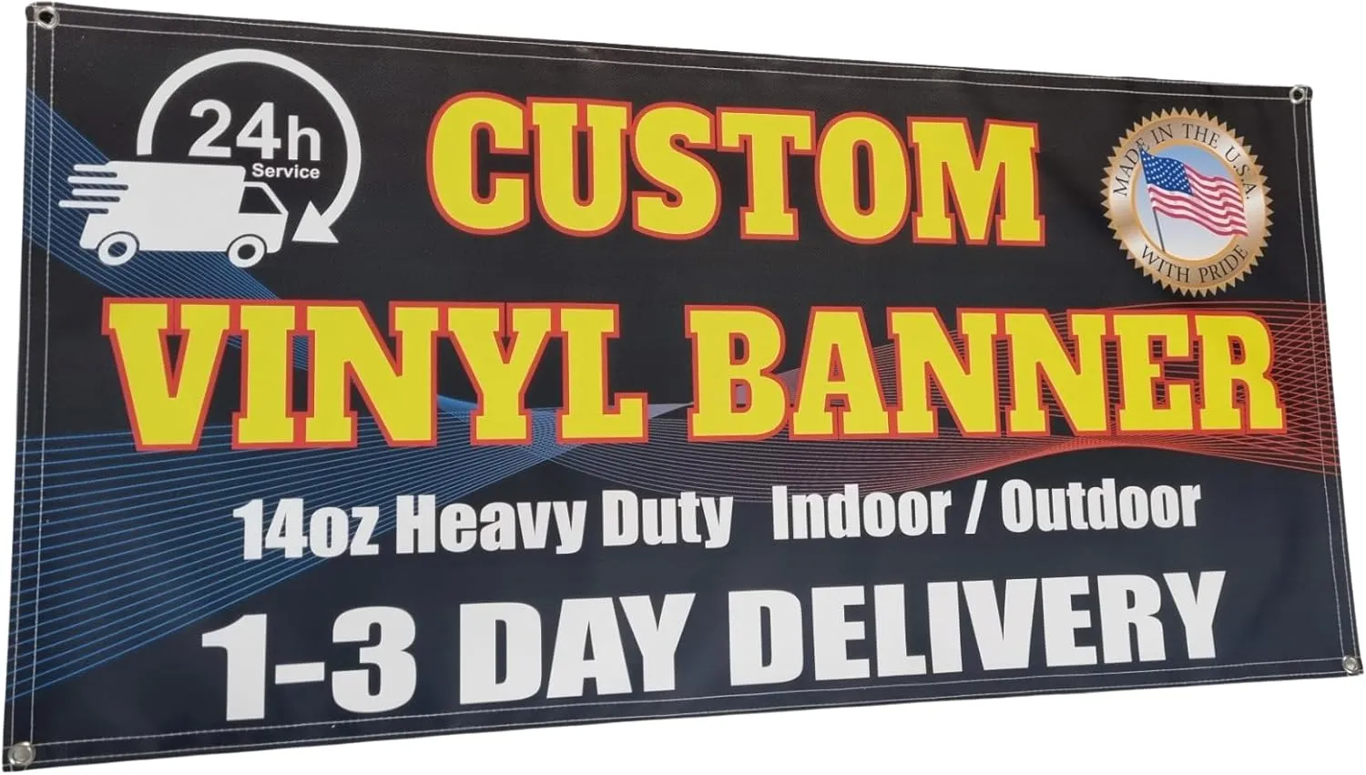 Custom Vinyl Banner, 14oz Premium Coated Vinyl, Full Color, indoor/outdoor Heavy Duty Sign, Design Online or Print Your Design file. 1 Sided (4 X 40 ft (H X W))