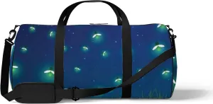 Cute Abstract Green Glowworm and Moon Sports Bag Tote Bag Waterproof Gym Bag with Shoulder Strap Zipper 2 Side Pockets for Men and Women, Travel and Storage Shoulder Bag.