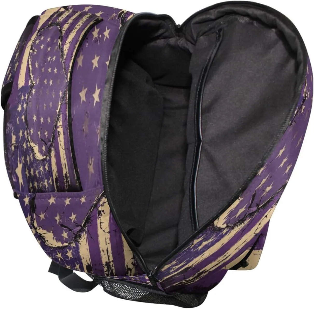 Cute Backpack for Teenager Fashion Vintage Daypacks with Chest Strap Gift Men & Women Purple Heart Day Army
