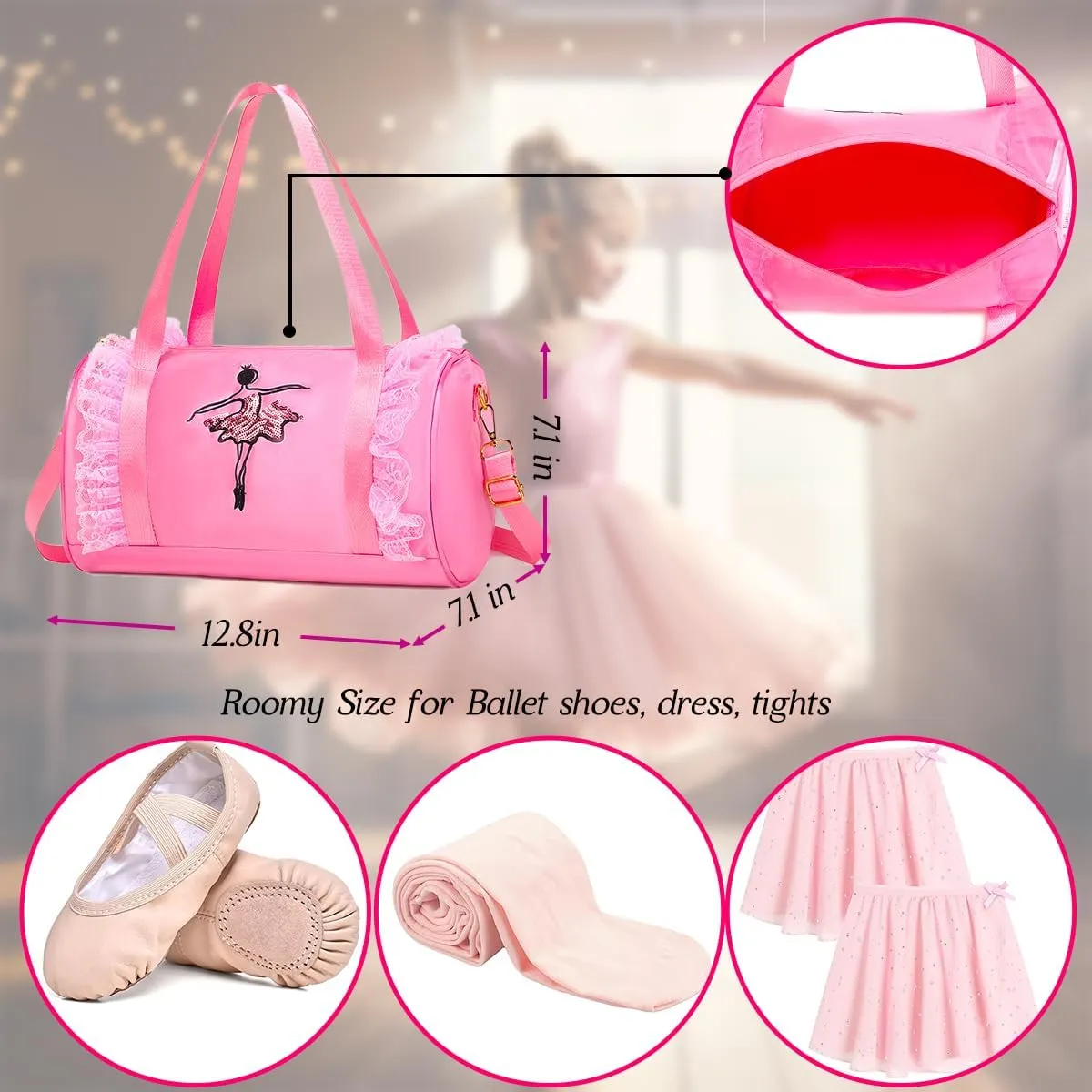 Cute Ballet Dance Bag Princess Backpack Pink Shoulder Bag Girls