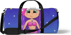 Cute Cartoon Mermaid Pink Nightcap Stars Sports Bag Tote Bag Waterproof Gym Bag with Shoulder Strap Zipper 2 Side Pockets for Men and Women, Travel and Storage Shoulder Bag.