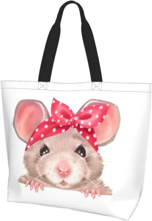 Cute Cartoon Rat Tote Bag Shopping Bag Portable Handbags Tote Shoulder Bucket Bags for Women