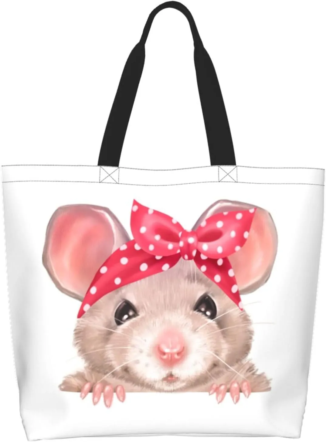 Cute Cartoon Rat Tote Bag Shopping Bag Portable Handbags Tote Shoulder Bucket Bags for Women