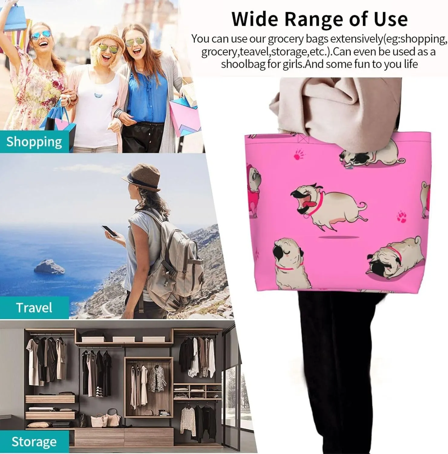 Cute Cartoon Rat Tote Bag Shopping Bag Portable Handbags Tote Shoulder Bucket Bags for Women