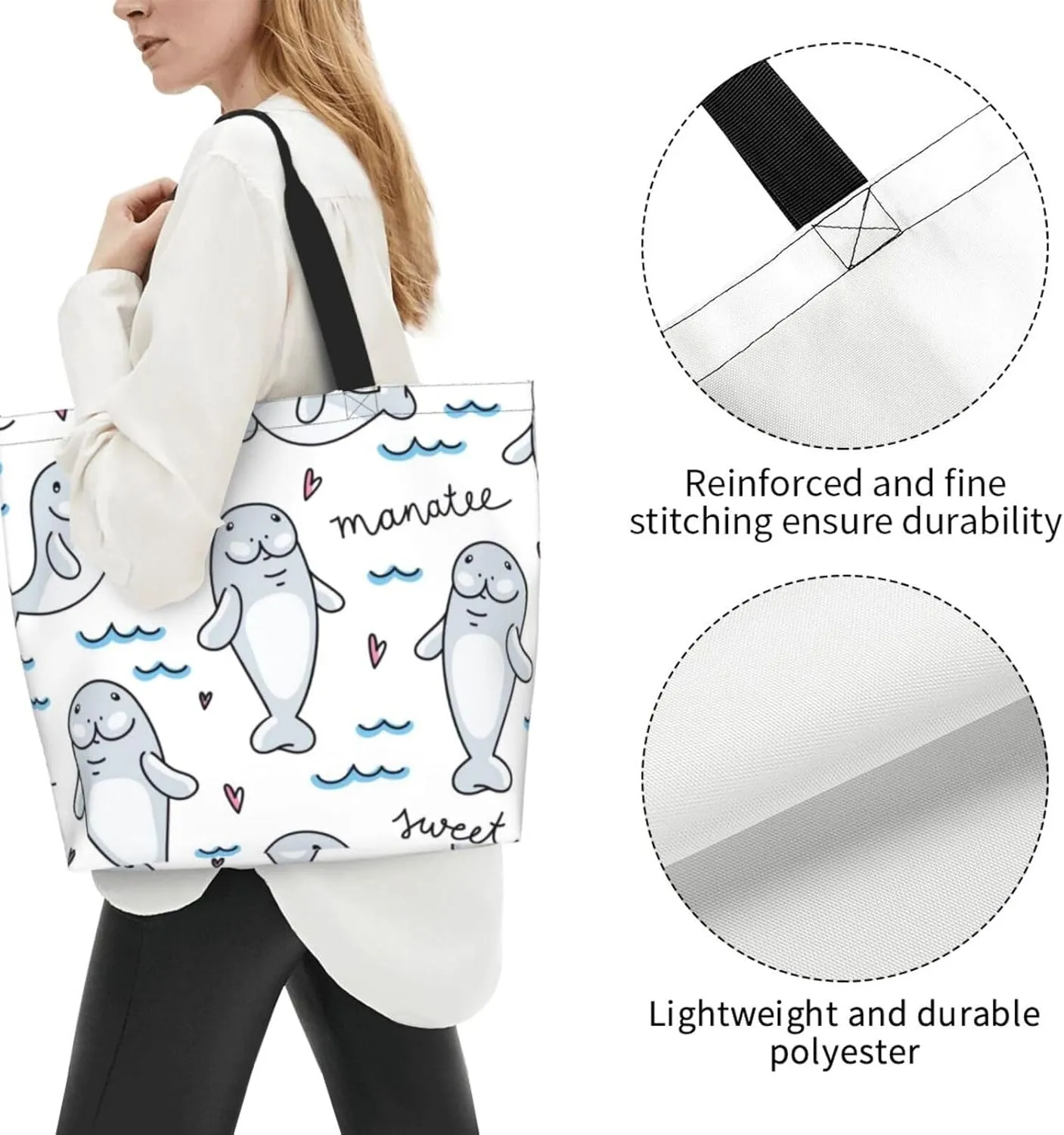 Cute Cartoon Rat Tote Bag Shopping Bag Portable Handbags Tote Shoulder Bucket Bags for Women