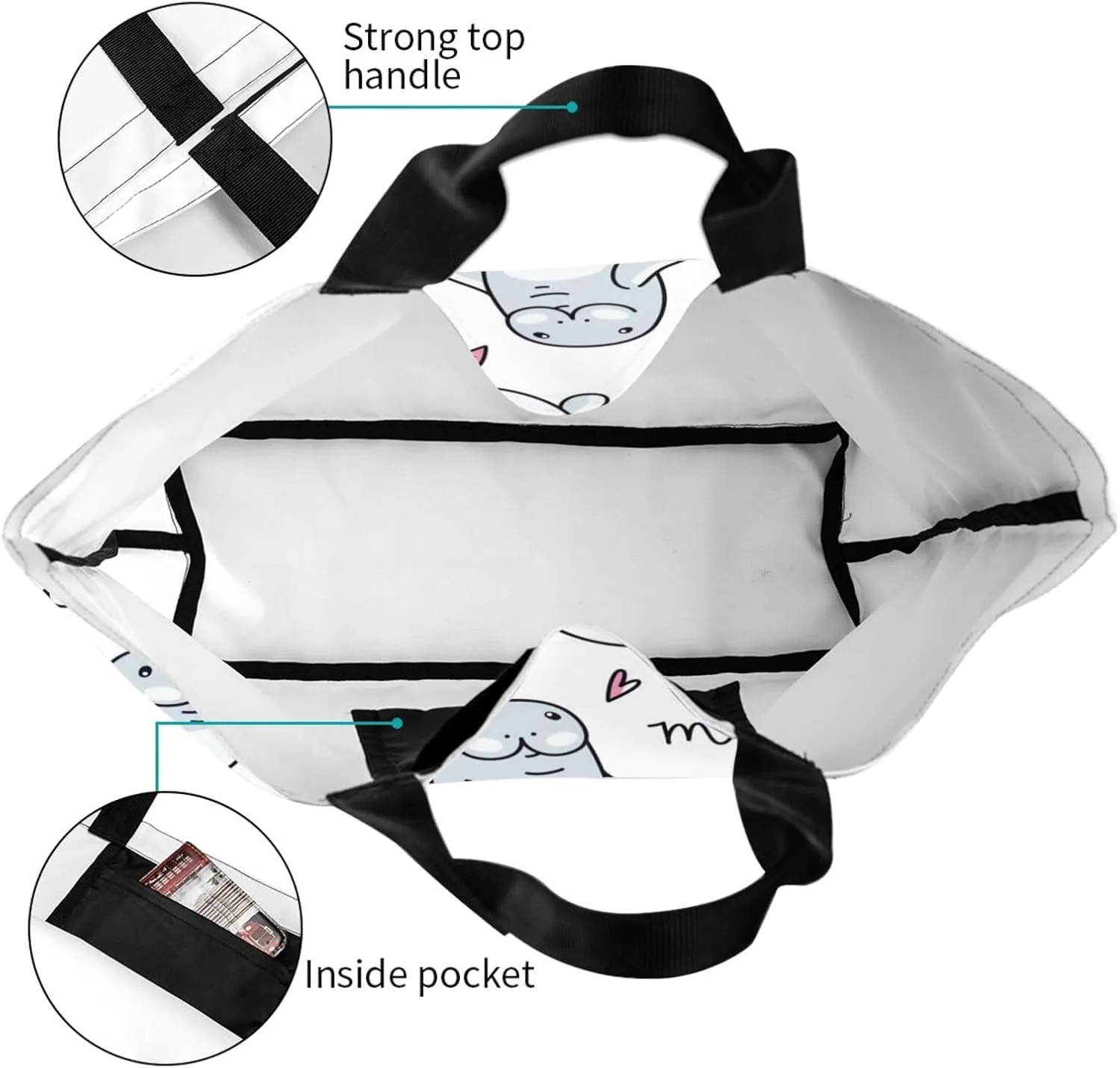 Cute Cartoon Rat Tote Bag Shopping Bag Portable Handbags Tote Shoulder Bucket Bags for Women