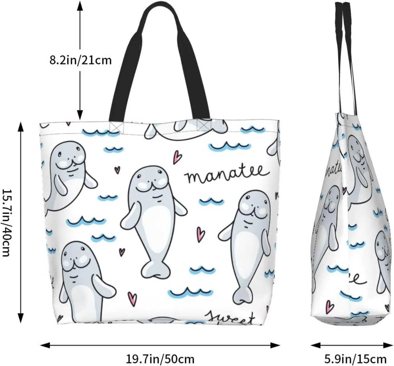 Cute Cartoon Rat Tote Bag Shopping Bag Portable Handbags Tote Shoulder Bucket Bags for Women