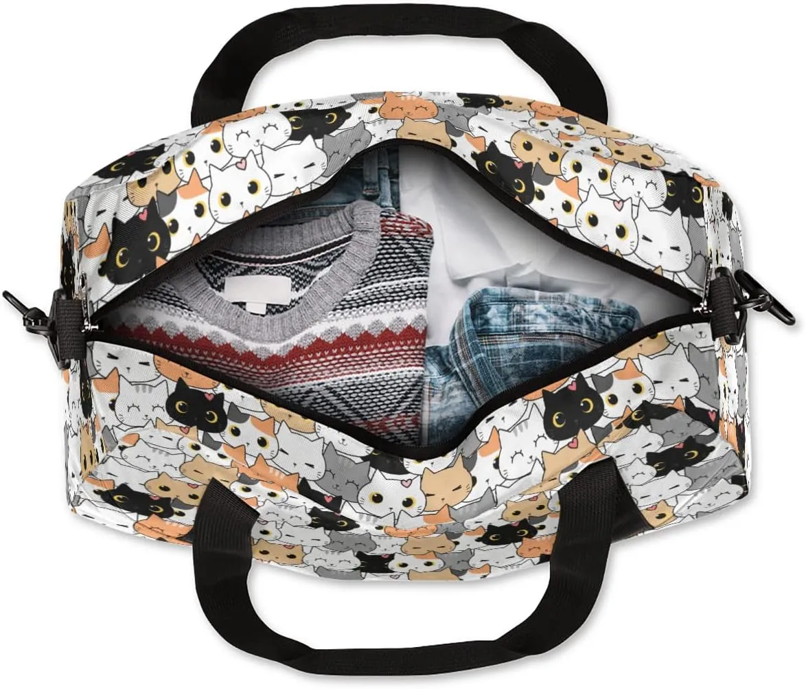 Cute Cats Kitten Duffel Bag for Kids - Sport Gym Overnight Weekender Tote Teen Dance Travel Gymnastic