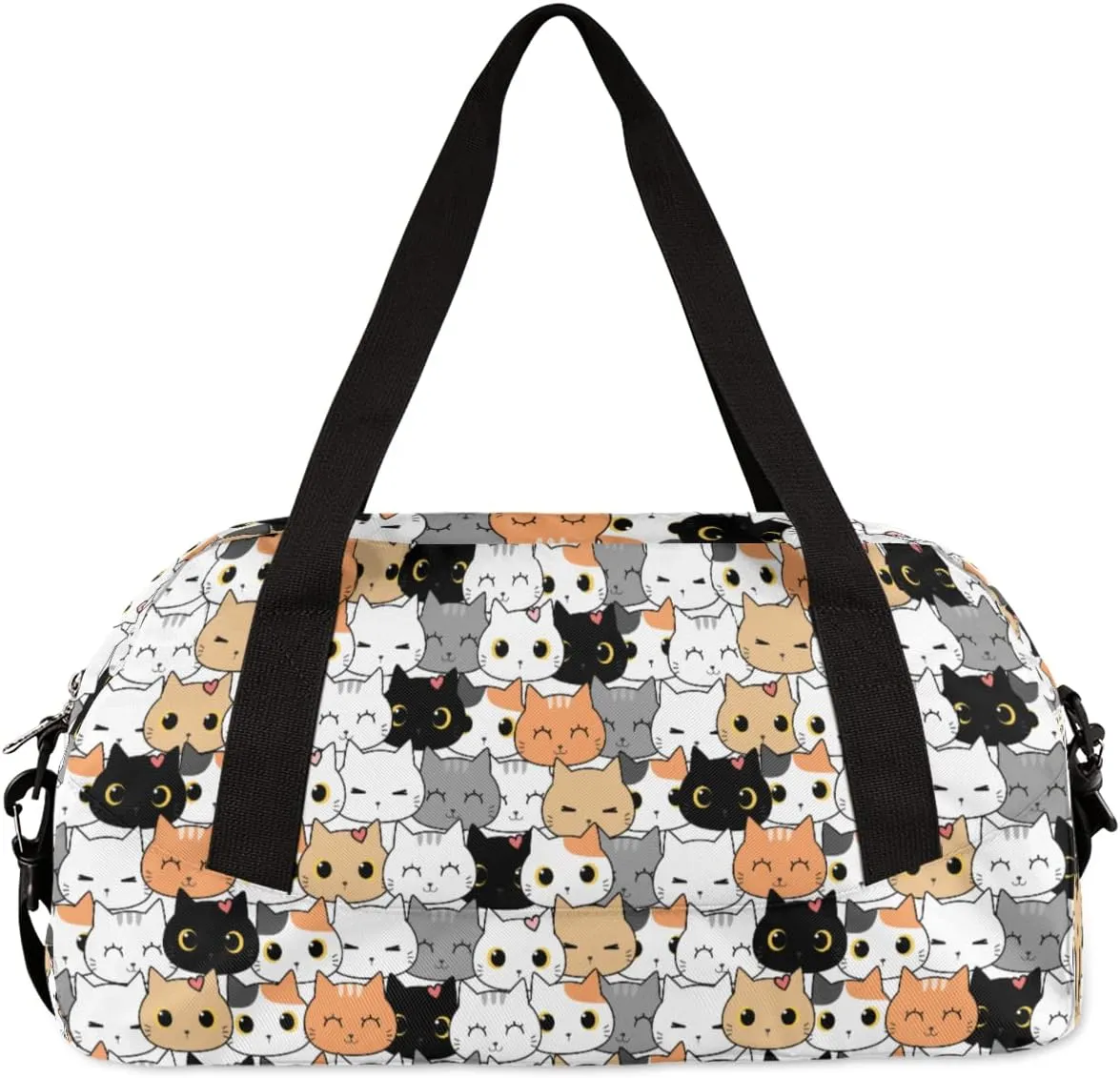 Cute Cats Kitten Duffel Bag for Kids - Sport Gym Overnight Weekender Tote Teen Dance Travel Gymnastic