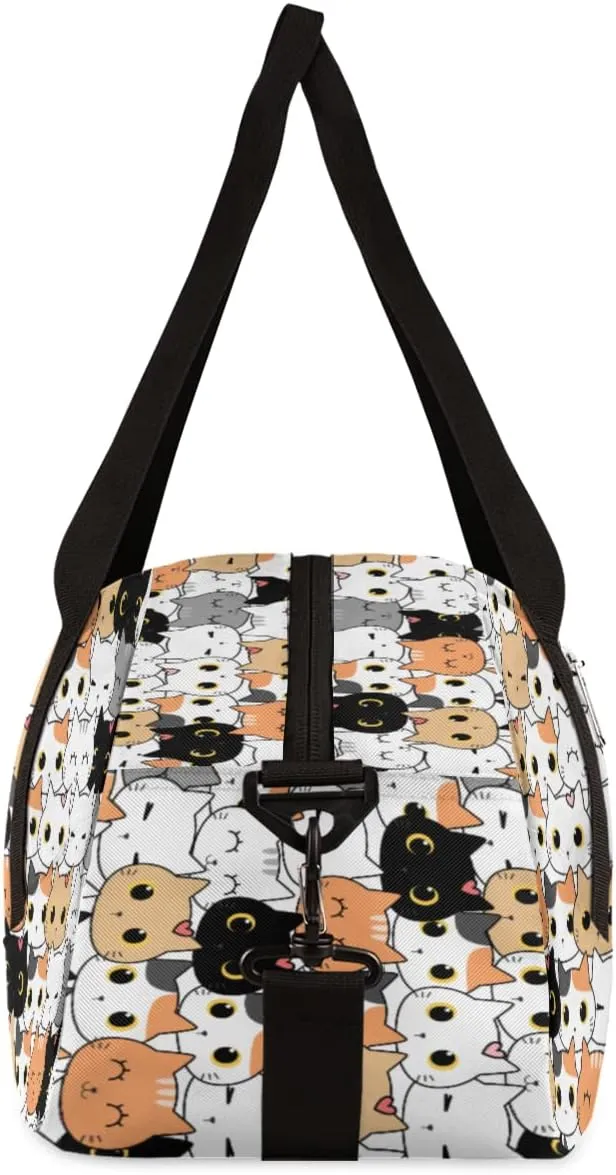 Cute Cats Kitten Duffel Bag for Kids - Sport Gym Overnight Weekender Tote Teen Dance Travel Gymnastic